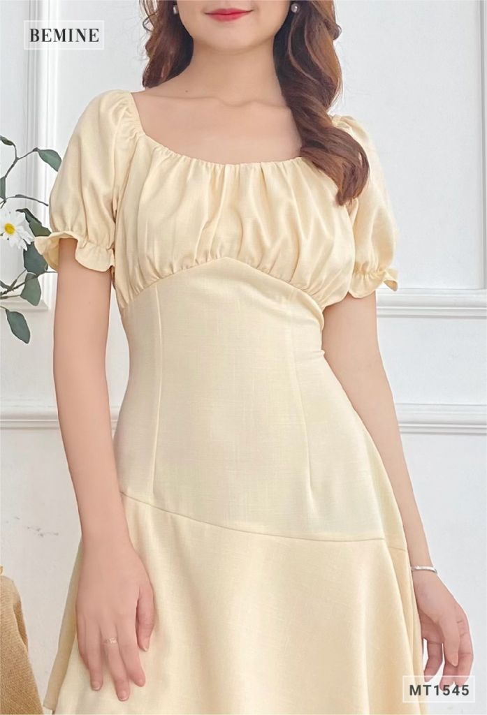 MT1545DA - Đầm xếp ly ngực thun tay