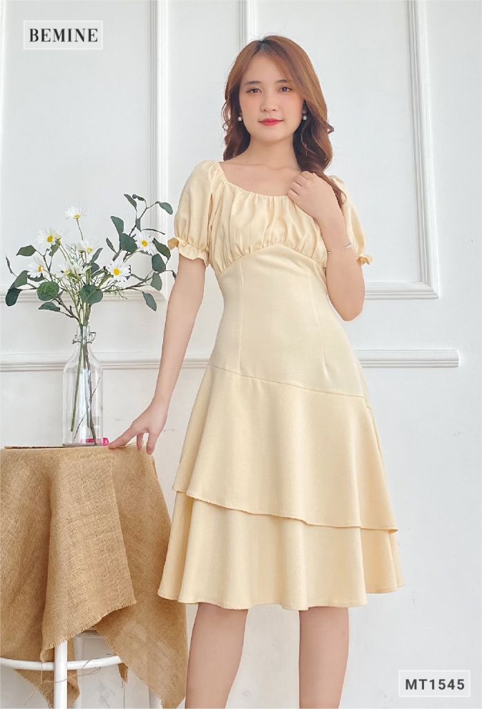 MT1545DA - Đầm xếp ly ngực thun tay