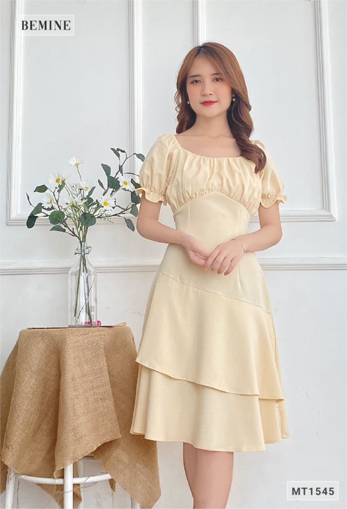 MT1545DA - Đầm xếp ly ngực thun tay