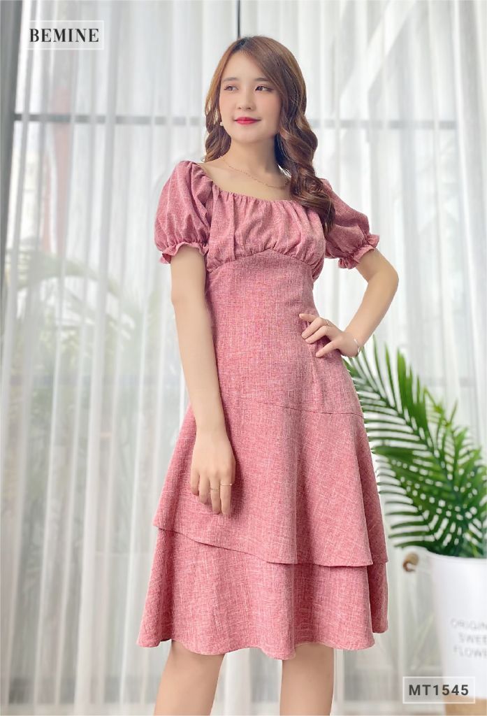 MT1545RUOC - Đầm xếp ly ngực thun tay