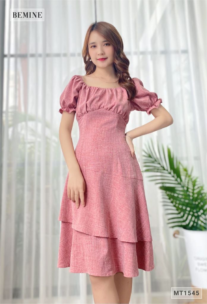 MT1545RUOC - Đầm xếp ly ngực thun tay