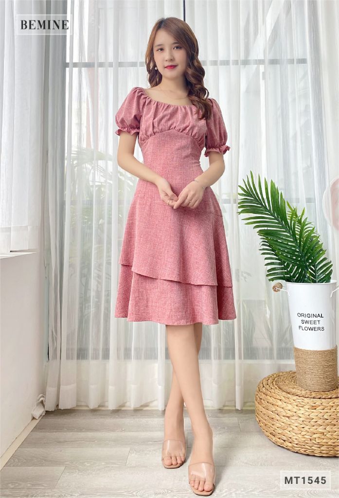 MT1545RUOC - Đầm xếp ly ngực thun tay