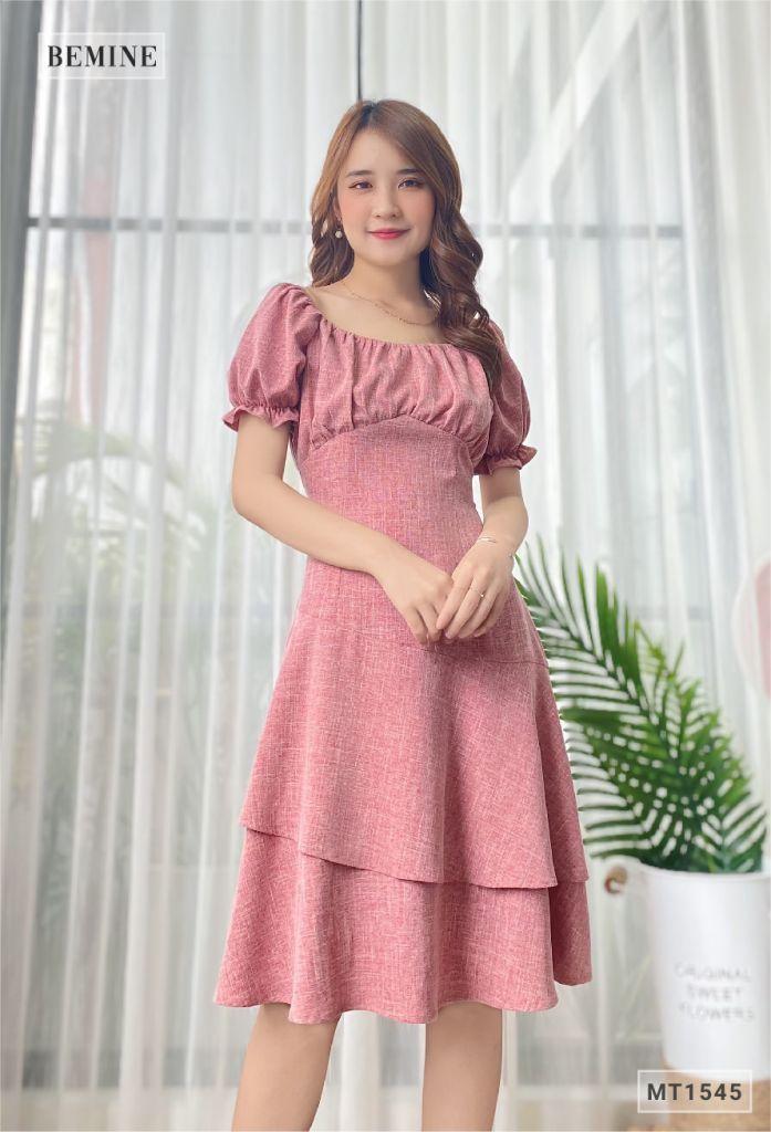 MT1545RUOC - Đầm xếp ly ngực thun tay