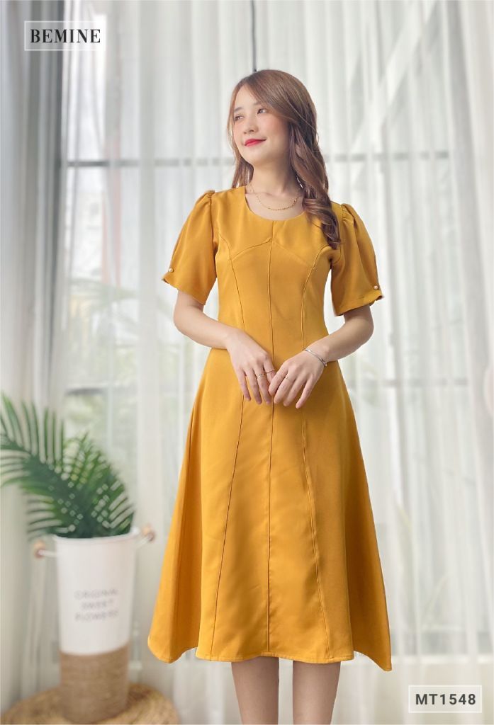 MT1548VANG - Đầm cánh dơi đính châu tay
