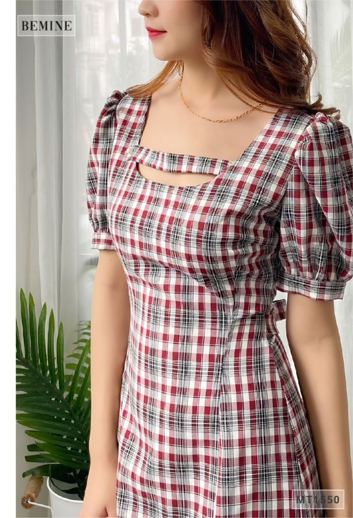 MT1550DO - Đầm caro phá cách