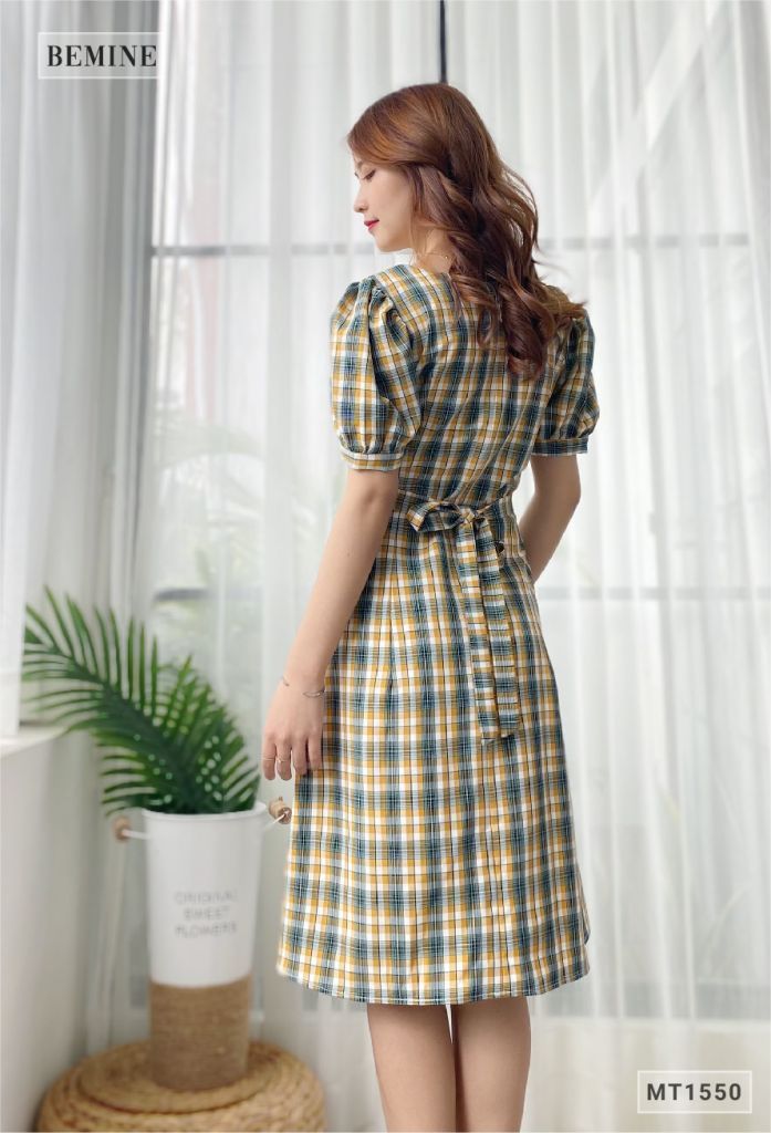 MT1550VANG - Đầm caro phá cách