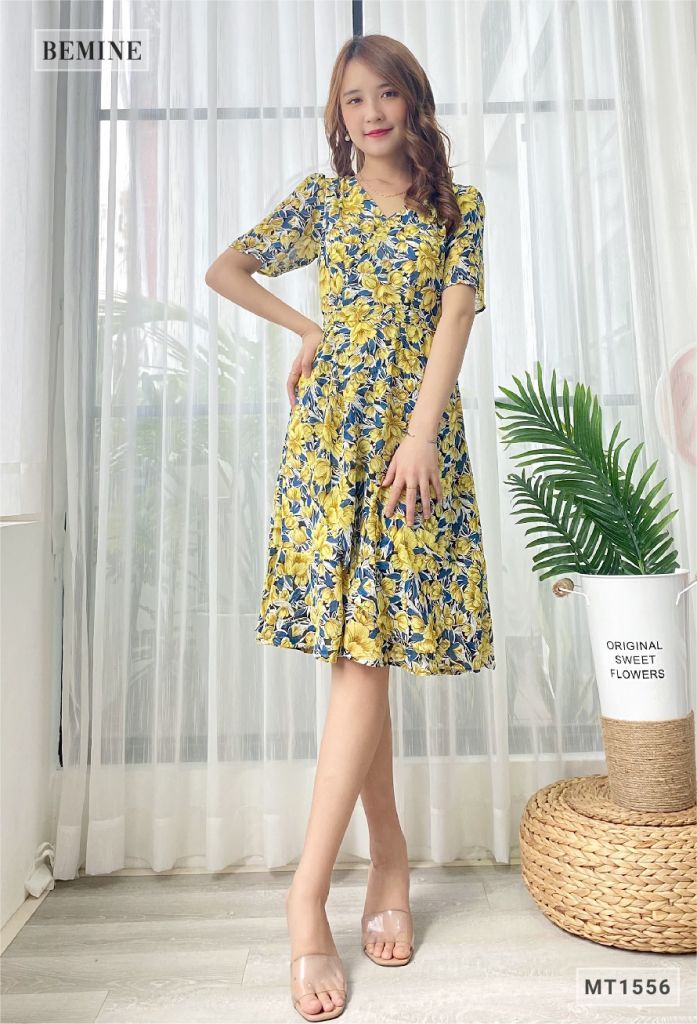 MT1556VANG - Đầm bông quý phái