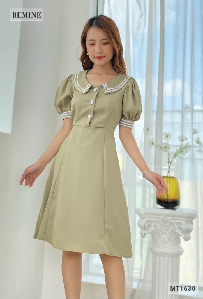 MT1630COM - Đầm cổ thủy thủ 2 sọc