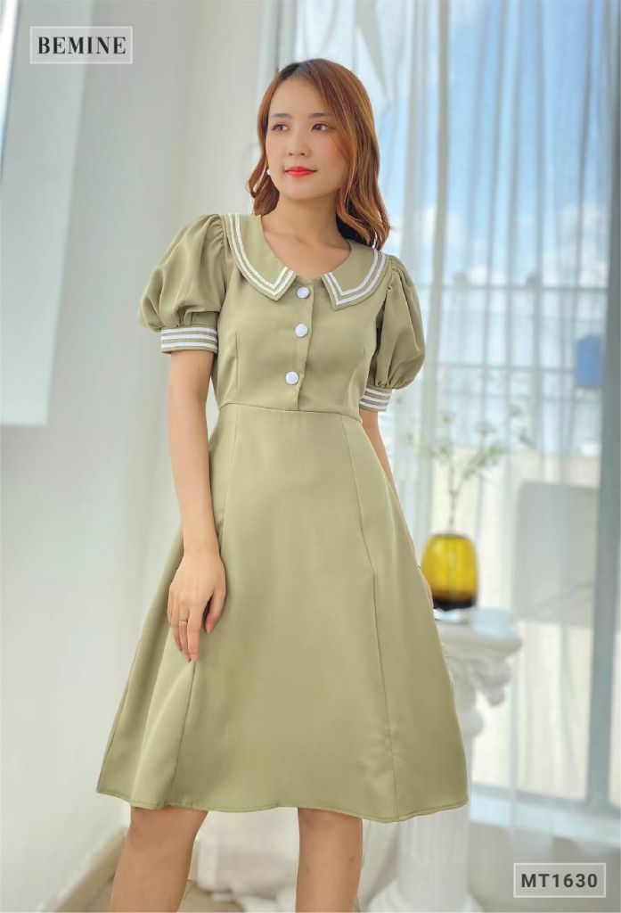MT1630COM - Đầm cổ thủy thủ 2 sọc