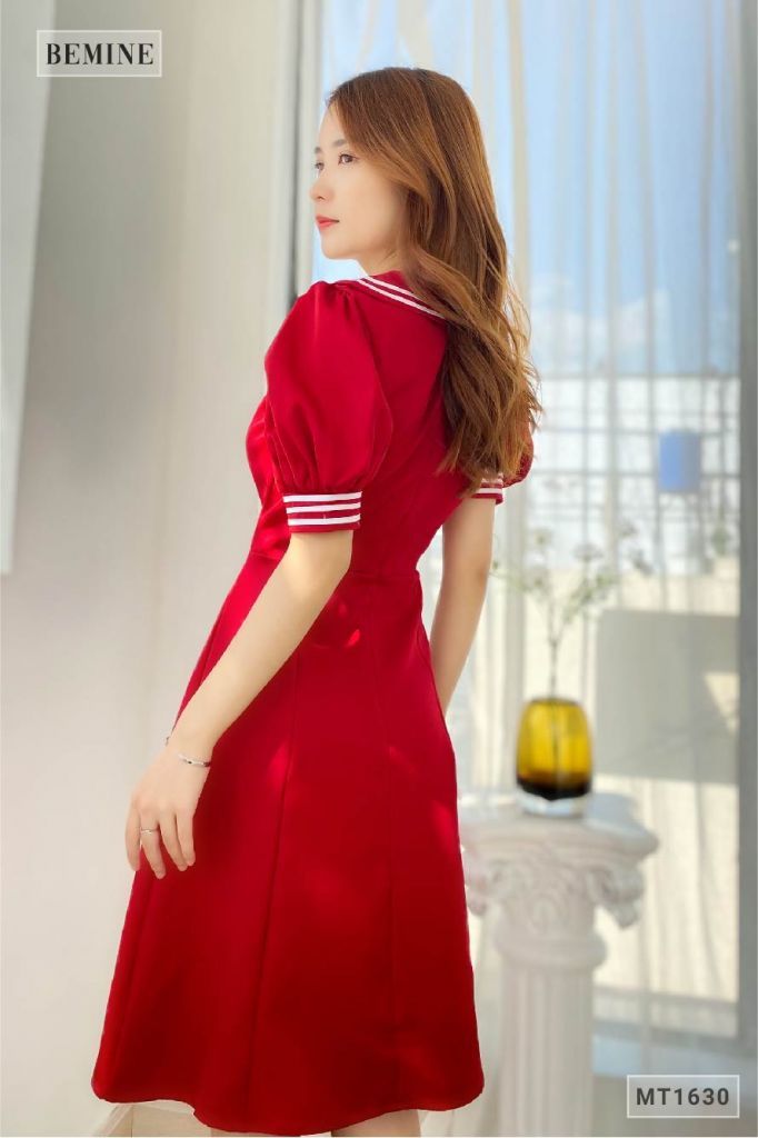 MT1630DO - Đầm cổ thủy thủ 2 sọc