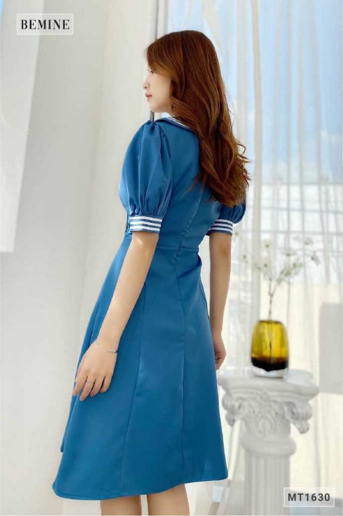 MT1630XANH - Đầm cổ thủy thủ 2 sọc