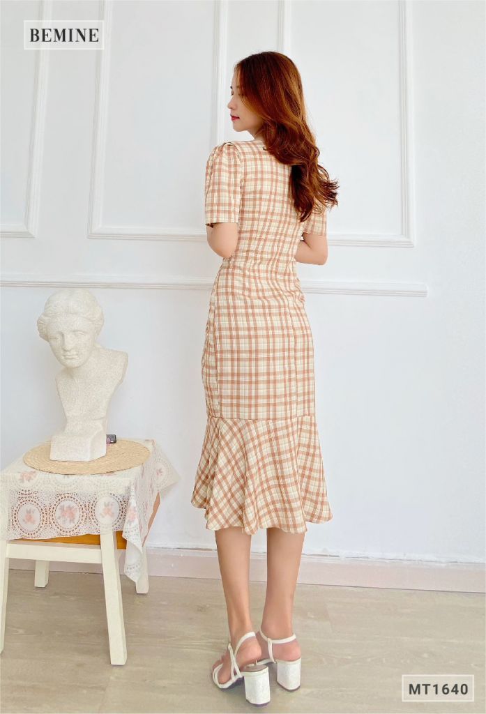 MT1640DA - Đầm caro body đuôi cá