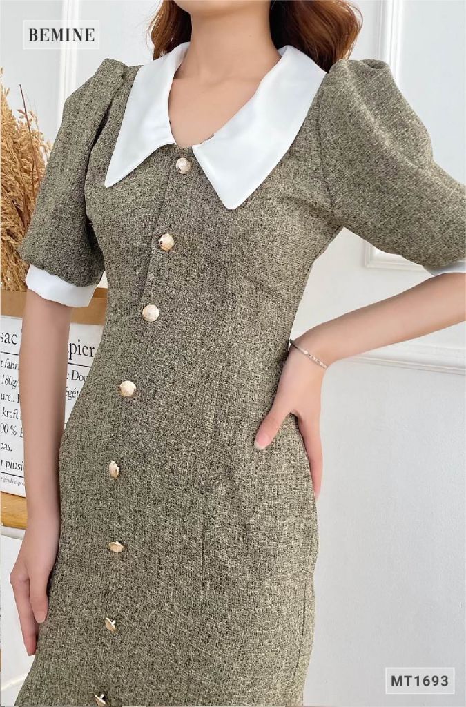 MT1693XAM - Đầm body đuôi cá phối cổ