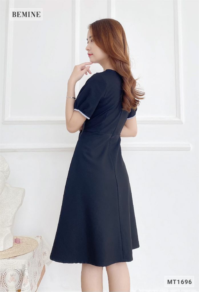 MT1696DEN - Đầm suông phối sọc