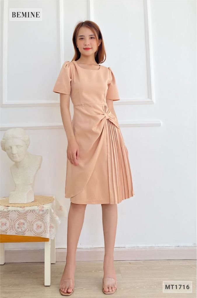 MT1716DA - Đầm xếp nơ tà váy