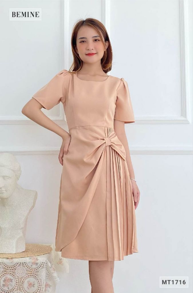MT1716DA - Đầm xếp nơ tà váy