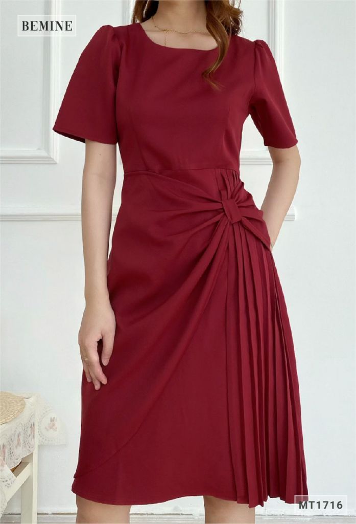 MT1716DO - Đầm xếp nơ tà váy