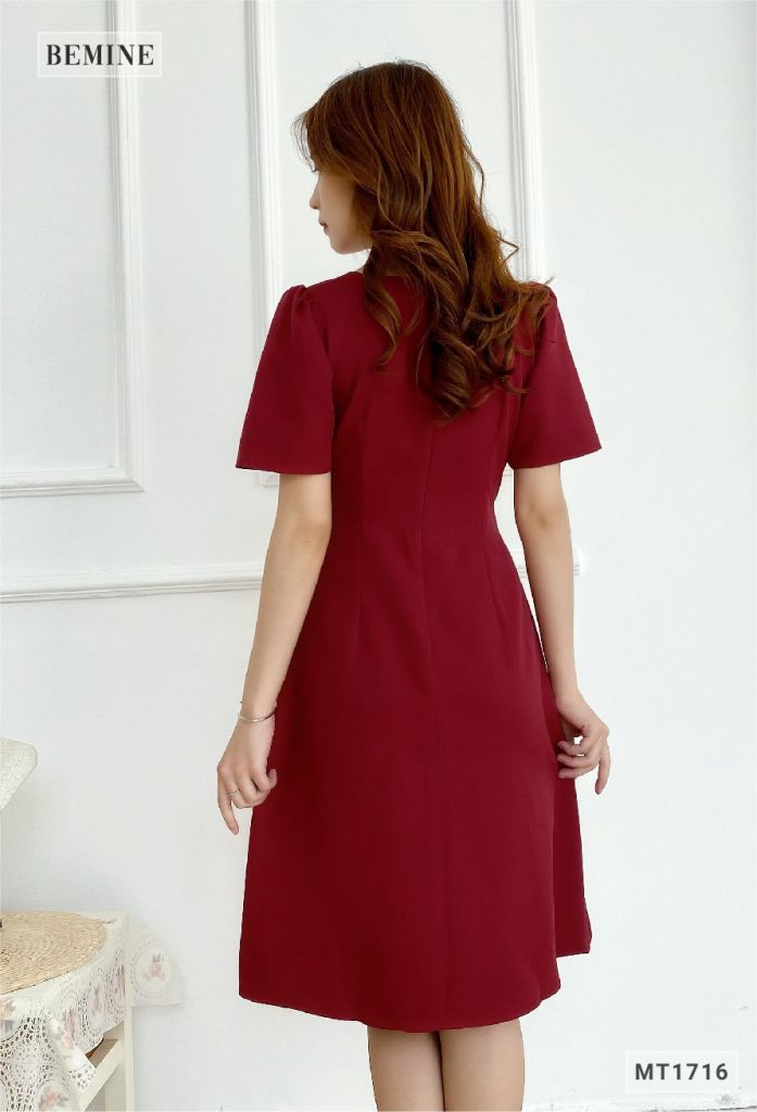 MT1716DO - Đầm xếp nơ tà váy
