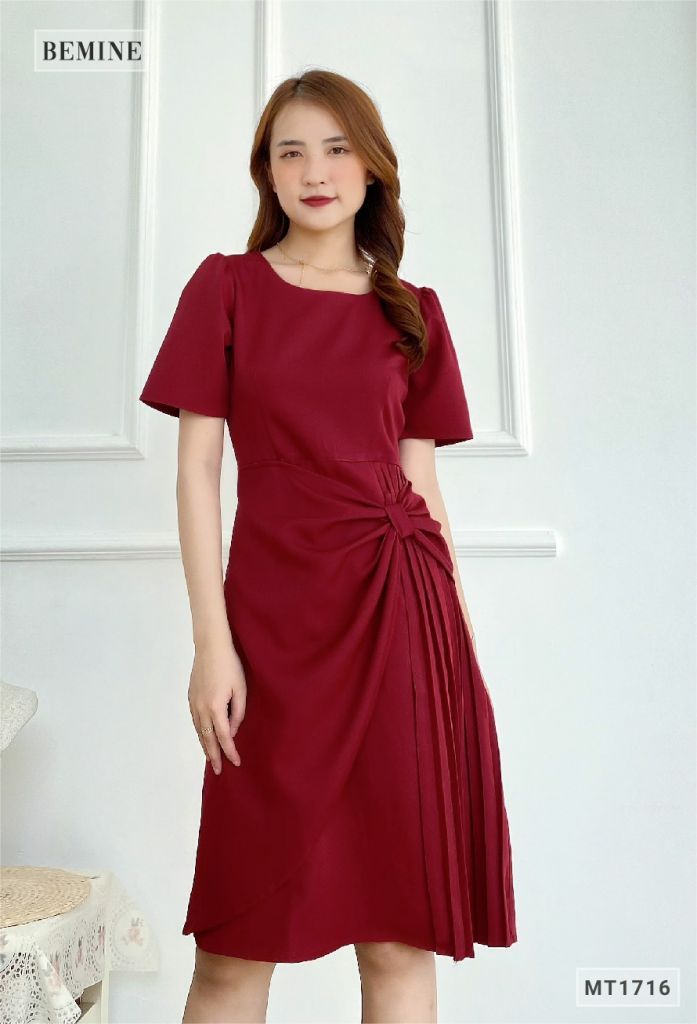 MT1716DO - Đầm xếp nơ tà váy