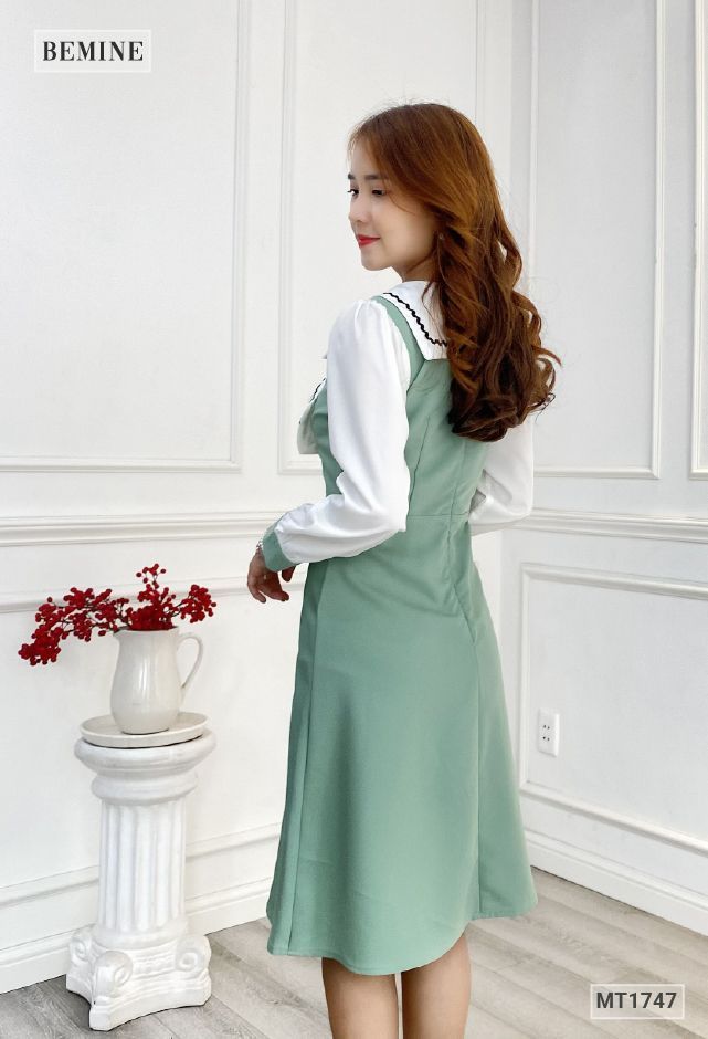 MT1747XANH - Đầm thủy thủ tay dài phối