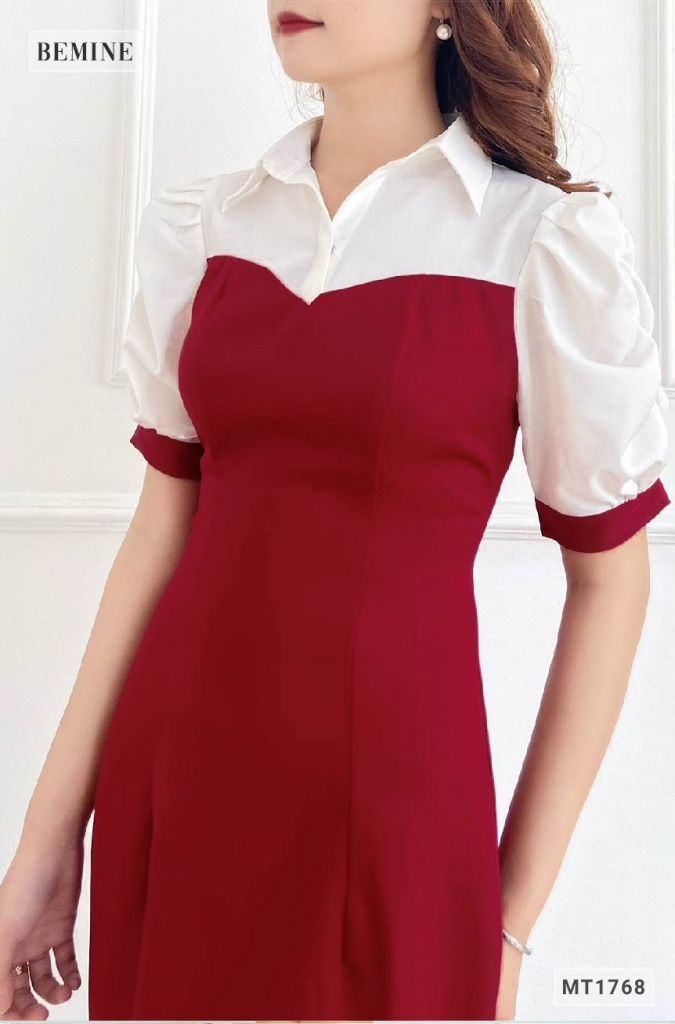 MT1768DO - Đầm body phối cổ