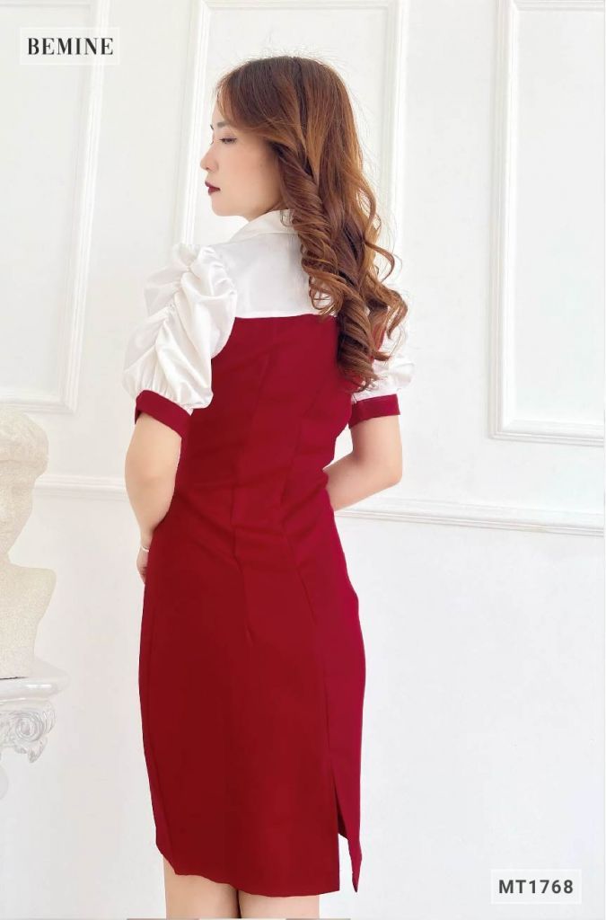 MT1768DO - Đầm body phối cổ