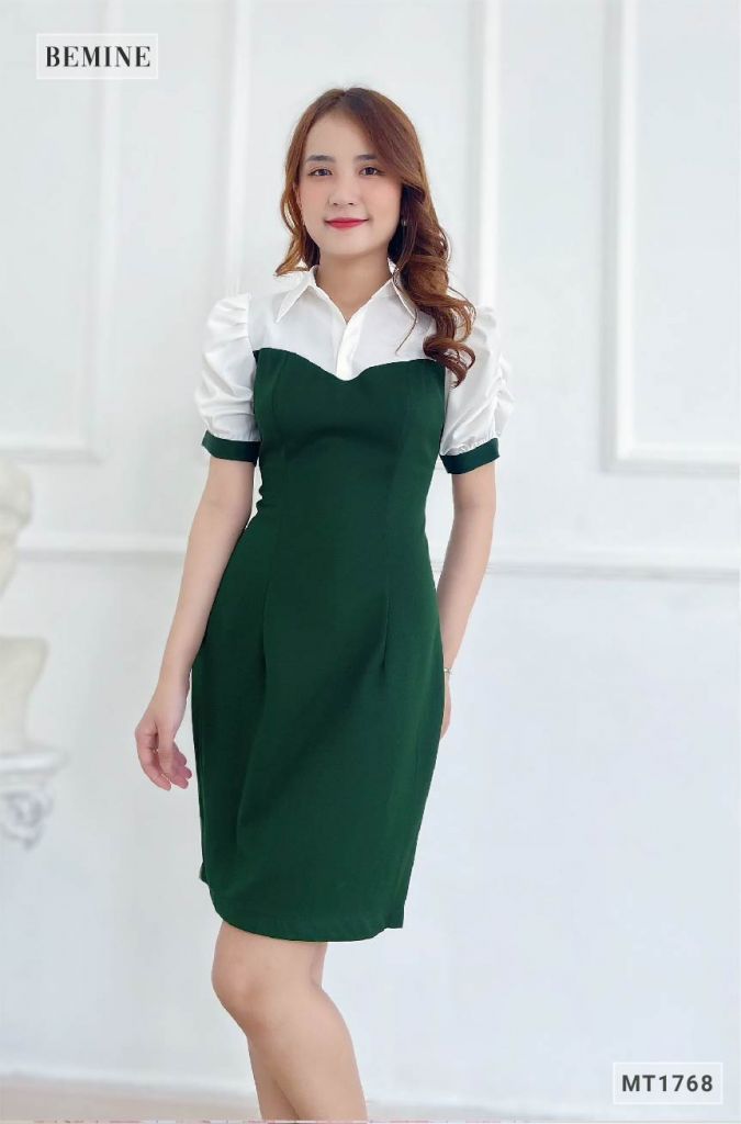 MT1768REU - Đầm body phối cổ