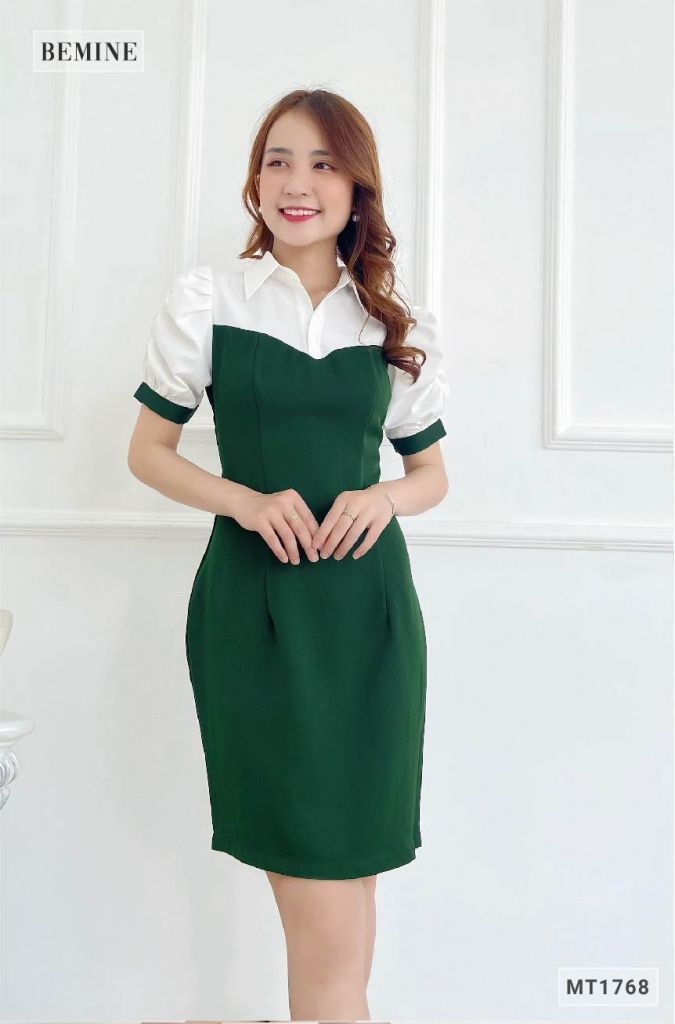 MT1768REU - Đầm body phối cổ