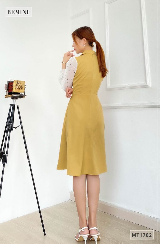MT1782VANG - Đầm vest tay phối bi