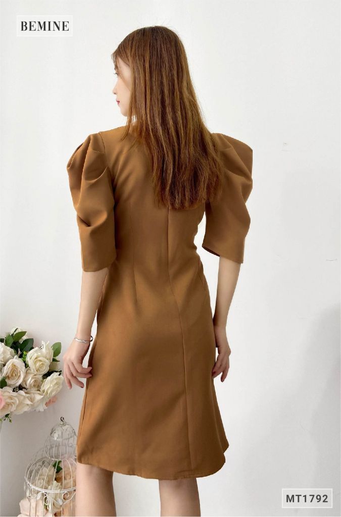 MT1792NAU - Đầm suông tay phối đính hoa