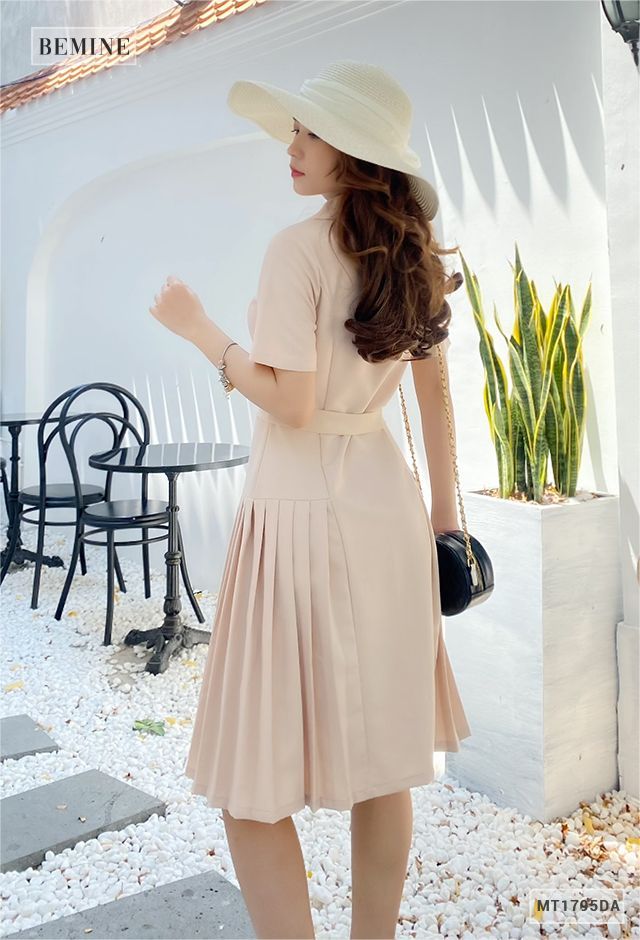 MT1795DA - Đầm giả vest xếp ly đai rời