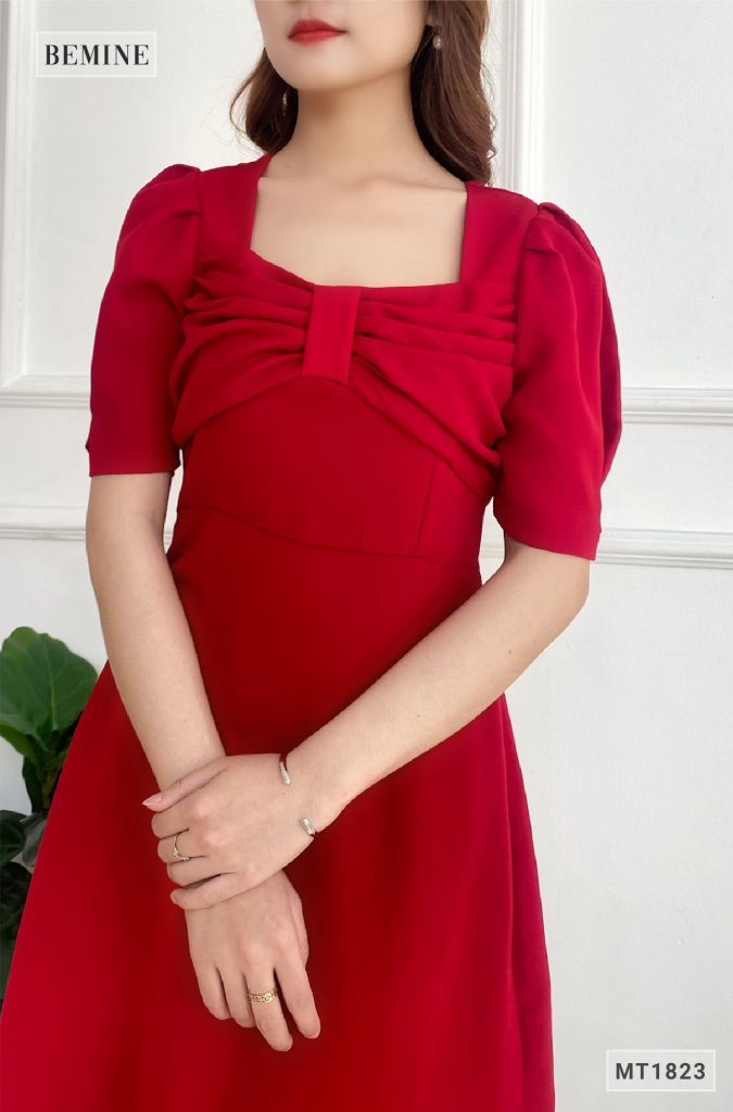 MT1823DO - Đầm nhún nơ ngực