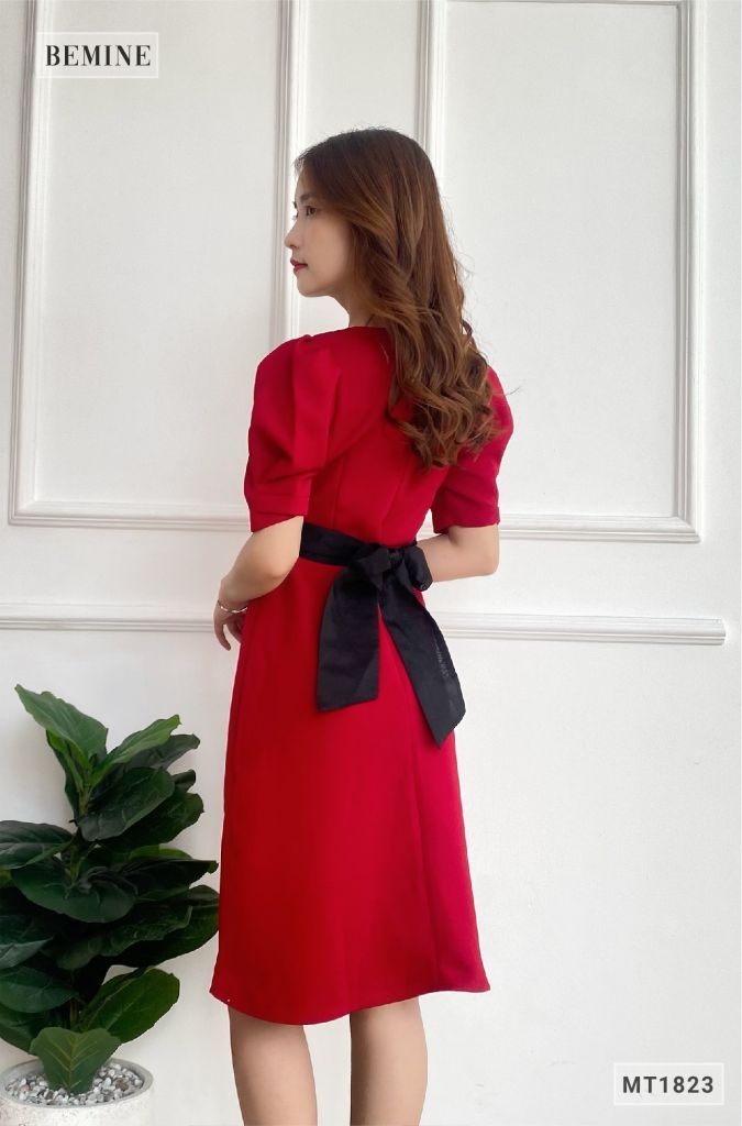 MT1823DO - Đầm nhún nơ ngực