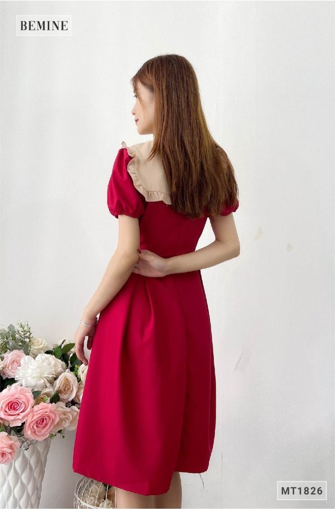 MT1826DO - Đầm thủy thủ cổ bèo