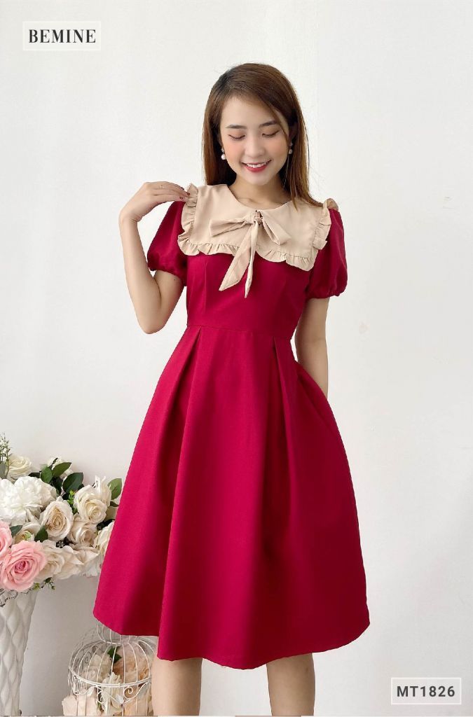 MT1826DO - Đầm thủy thủ cổ bèo