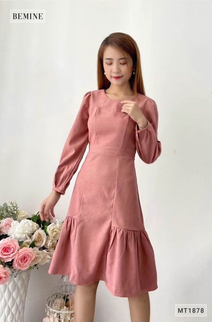 MT1878GACH - Đầm tay dài đuôi cá đáp ngực