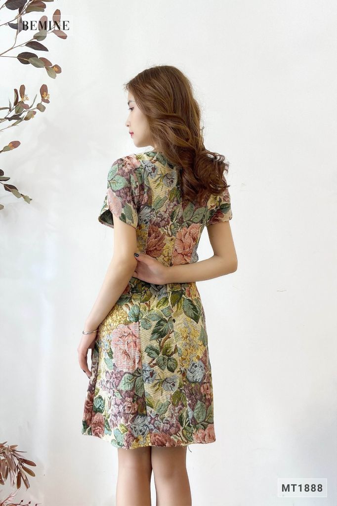 MT1888XANH - Đầm cổ Vich tay búp