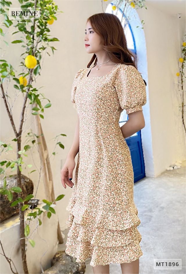 MT1896HONG - Đầm bông nhí bèo lai