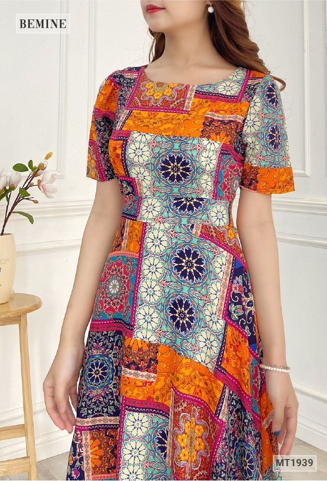 MT1939CAM - Đầm đơn giản họa tiết
