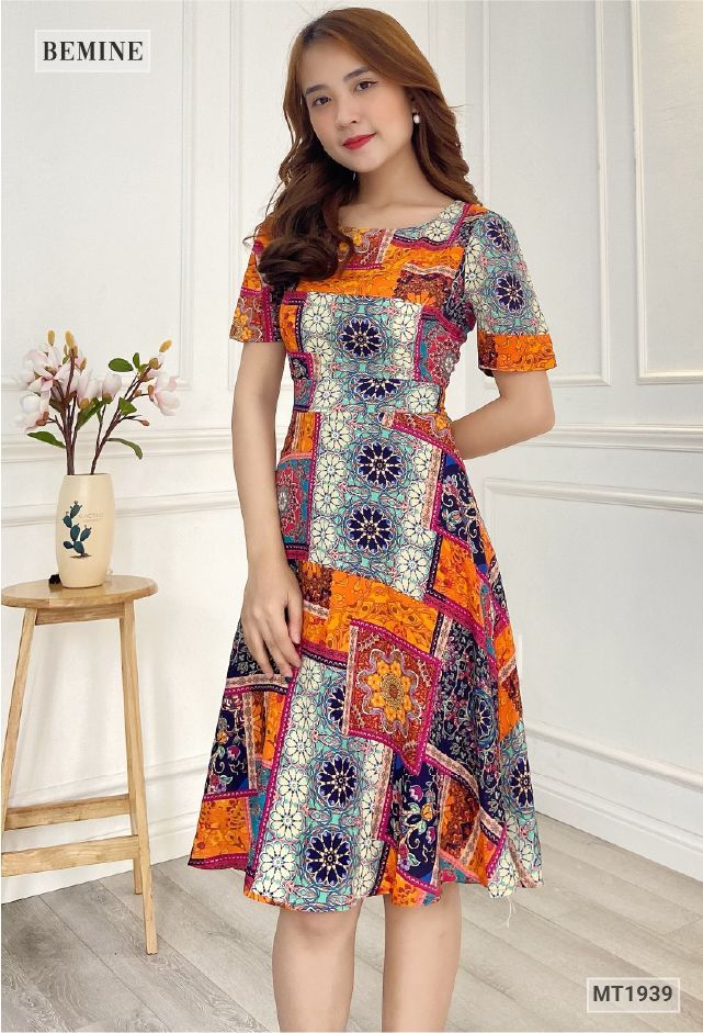 MT1939CAM - Đầm đơn giản họa tiết