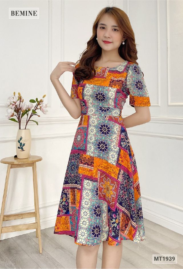 MT1939CAM - Đầm đơn giản họa tiết