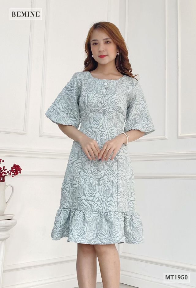 MT1950XANH - Đầm ty phồng ly ngực đuôi cá