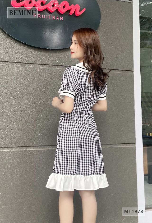MT1973DEN - Đầm caro đuôi cá thủy thủ