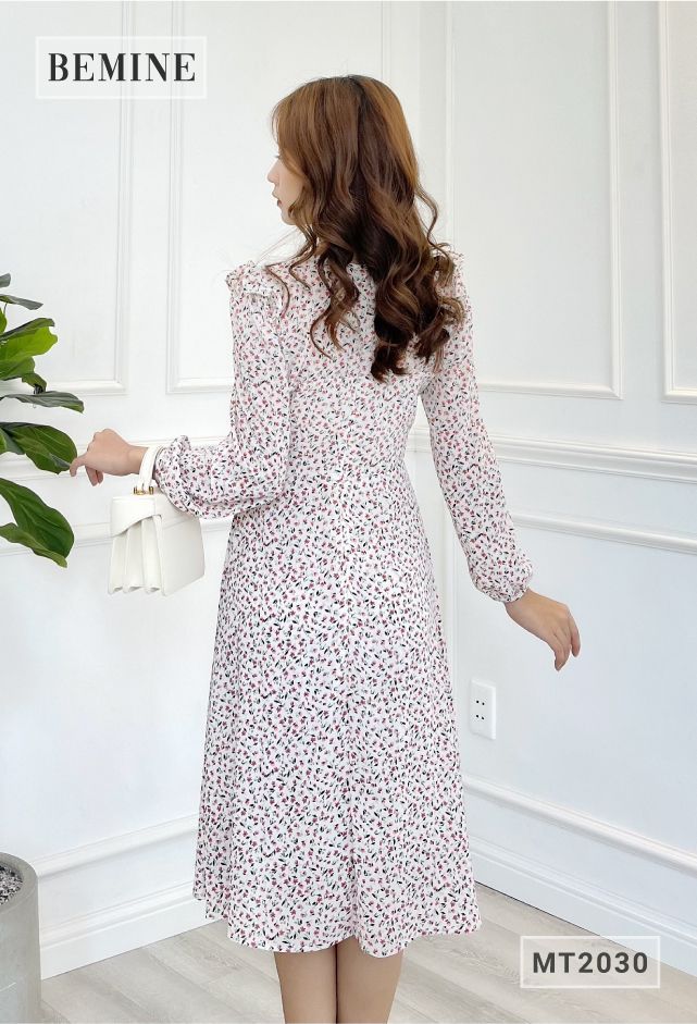 MT2030TRANG - Đầm tay lửng khoét cổ
