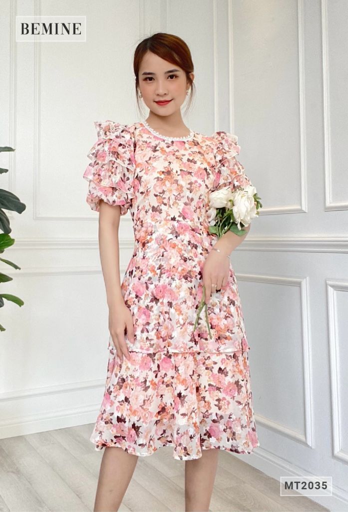 MT2035CAM - Đầm tay béo đuôi cá 2 tầng