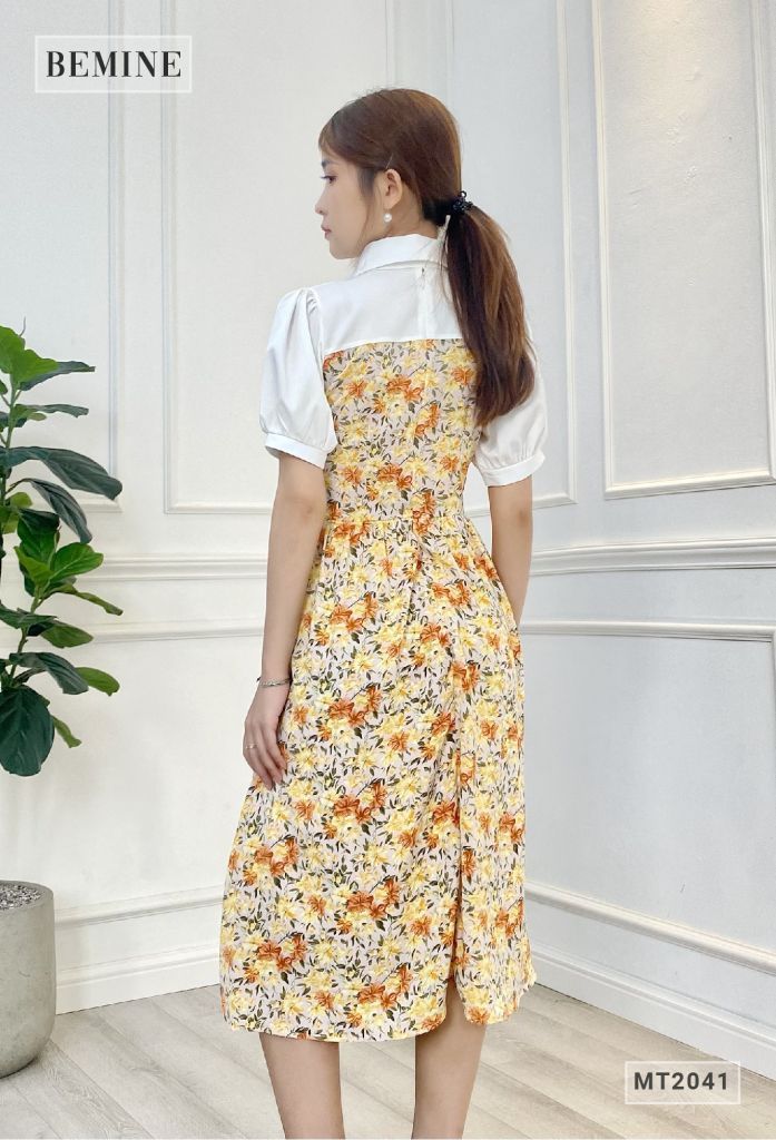 MT2041CAM - Đầm cổ sơ mi phối bông