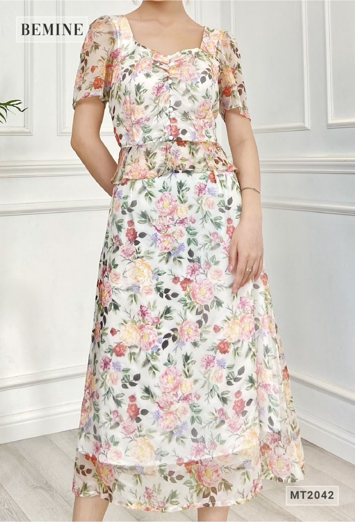 MT2042DA - Đầm nhún ngực eo peplum