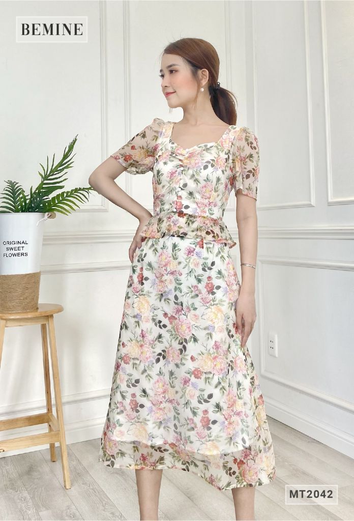 MT2042DA - Đầm nhún ngực eo peplum