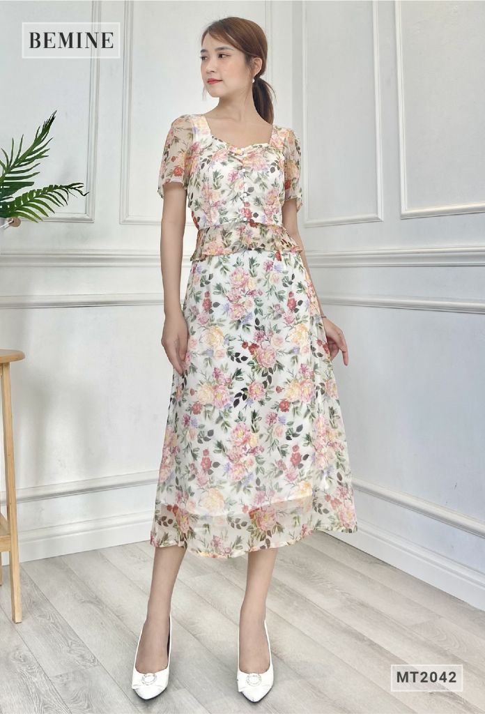 MT2042DA - Đầm nhún ngực eo peplum