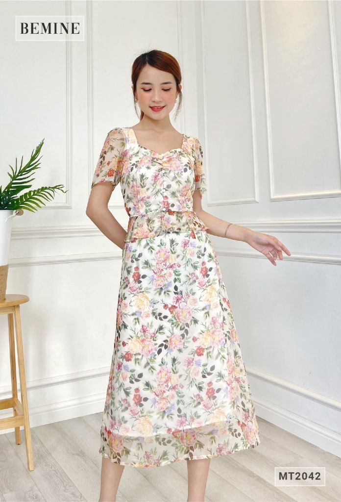 MT2042DA - Đầm nhún ngực eo peplum